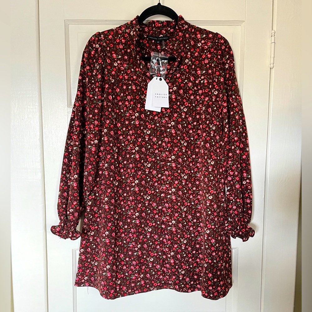 Floral long sleeved tiered babydoll dress